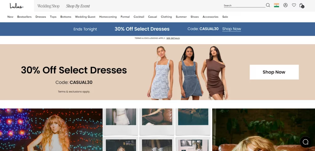 "Lulus" Shopify clothing store