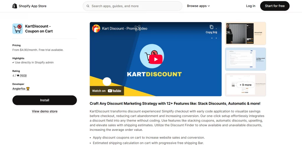 KartDiscount ‑ Coupon on Cart