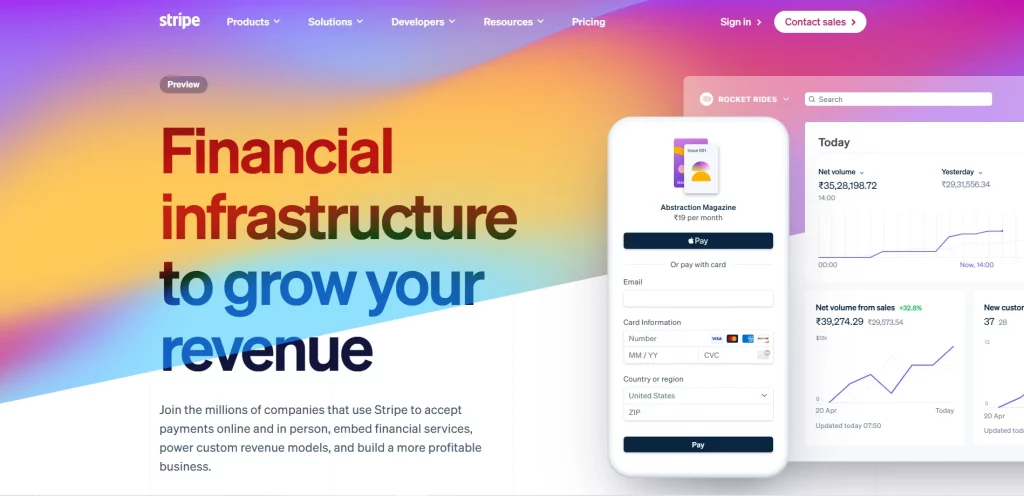 "Stripe" payment gateway