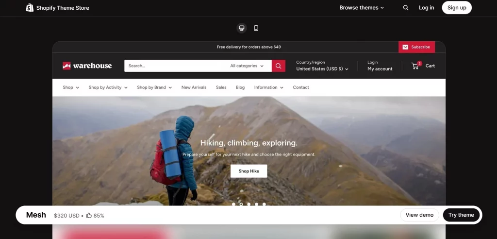 Mesh Layout Shopify Theme