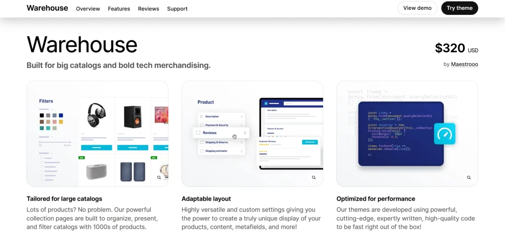 Warehouse Shopify Theme Pricing 
