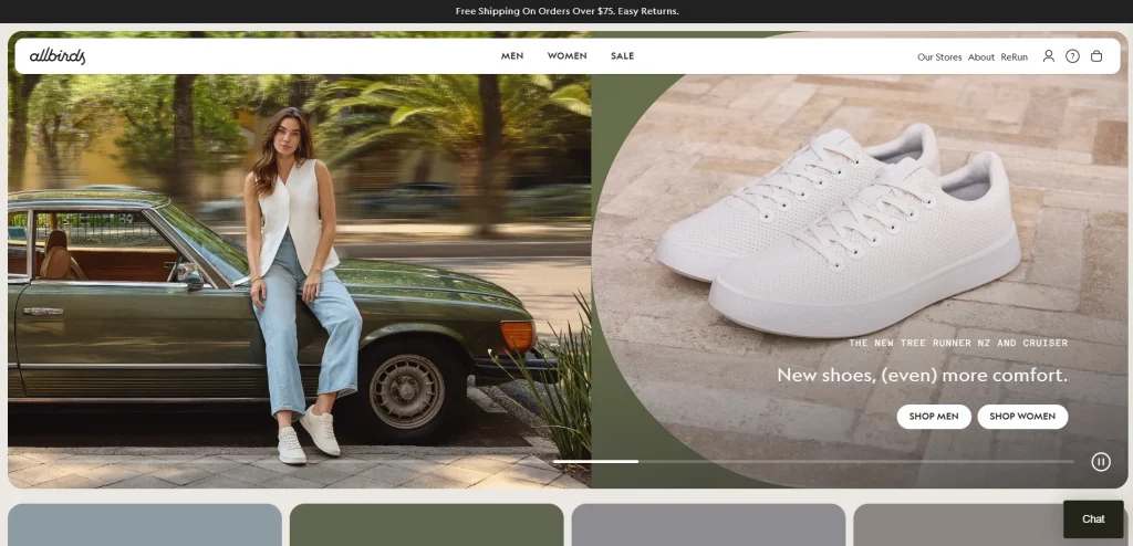 "Allbirds" Shopify clothing store