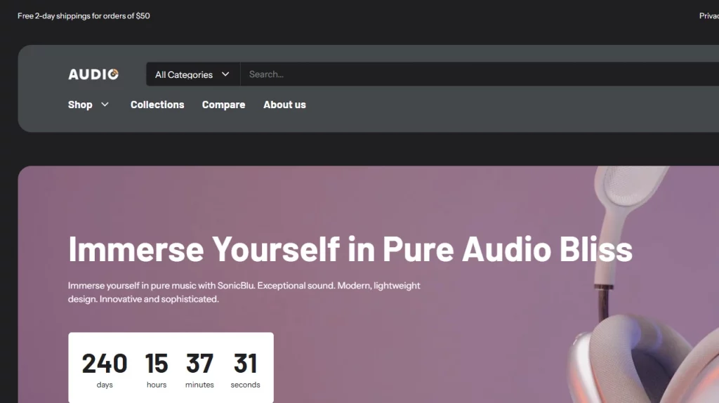 Electro Shopify theme, one of the fastest Shopify themes. 