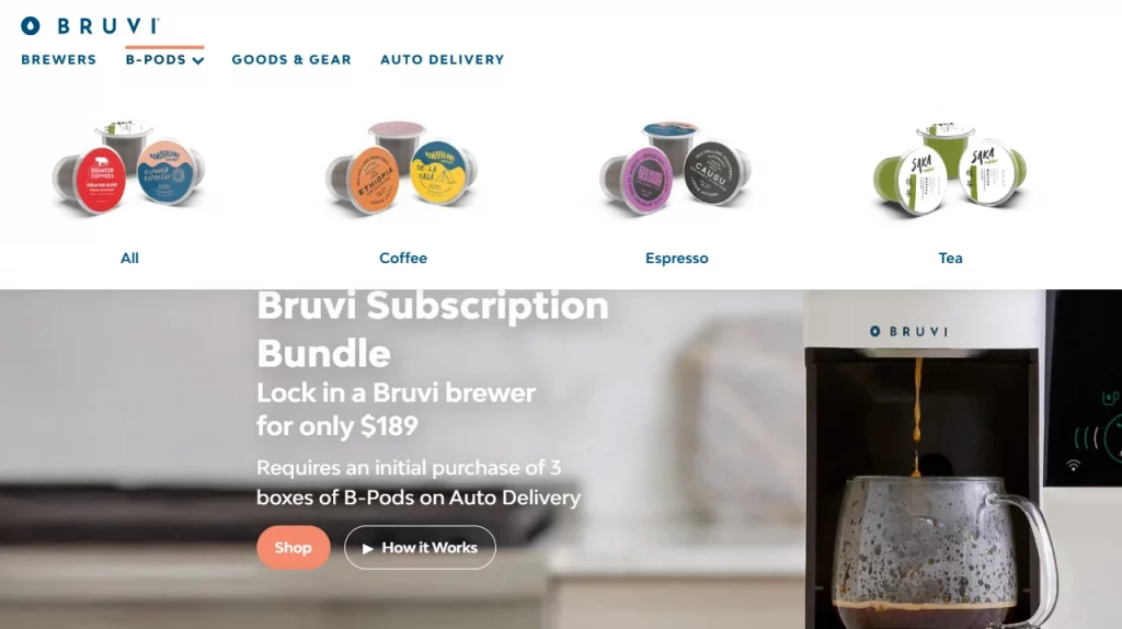 Bruvi is using a mega menu on their store. 