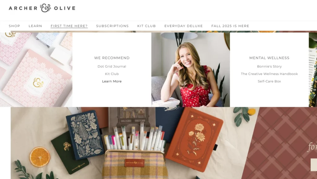 Archie & Olive is using a mega menu on their store. 