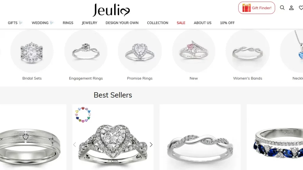 Jeulia Jewelry's store is built on Shopify. 