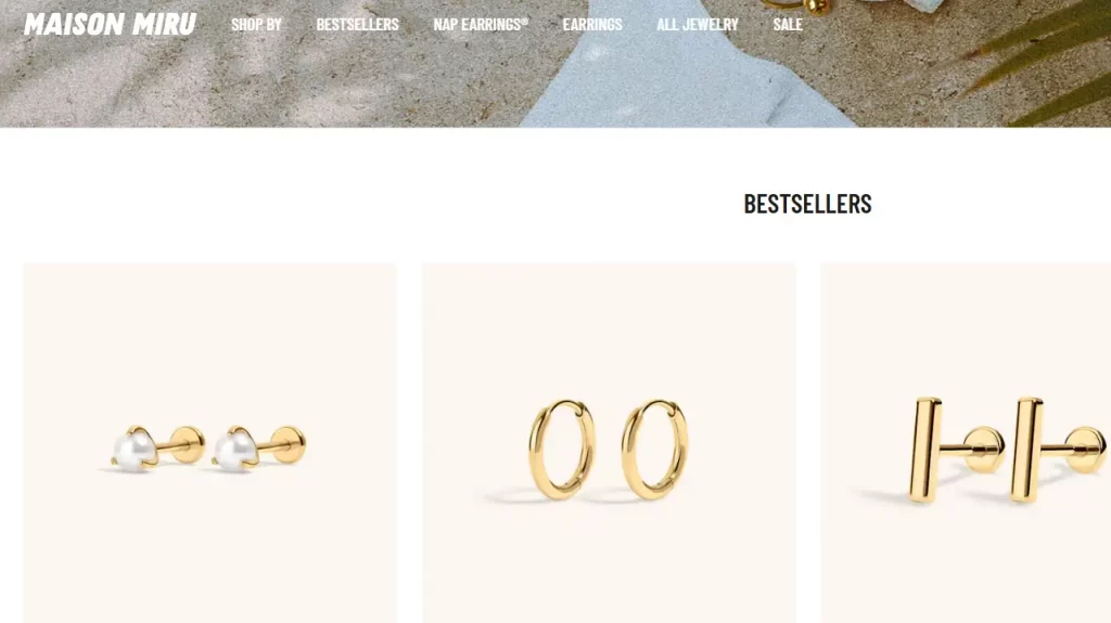 Maison Miru's jewelry store is built on Shopify. 