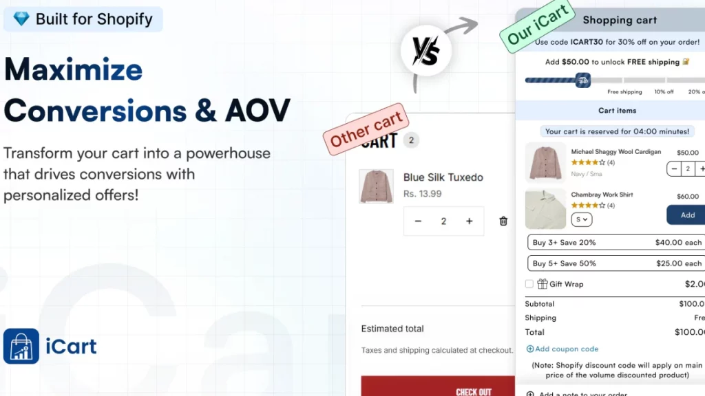 iCart, the Shopify app to increase Black Friday sales. 