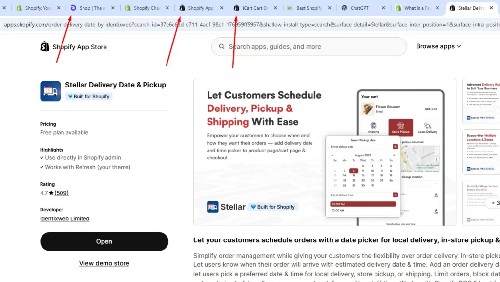 Favicon images are visible on browser tabs. 