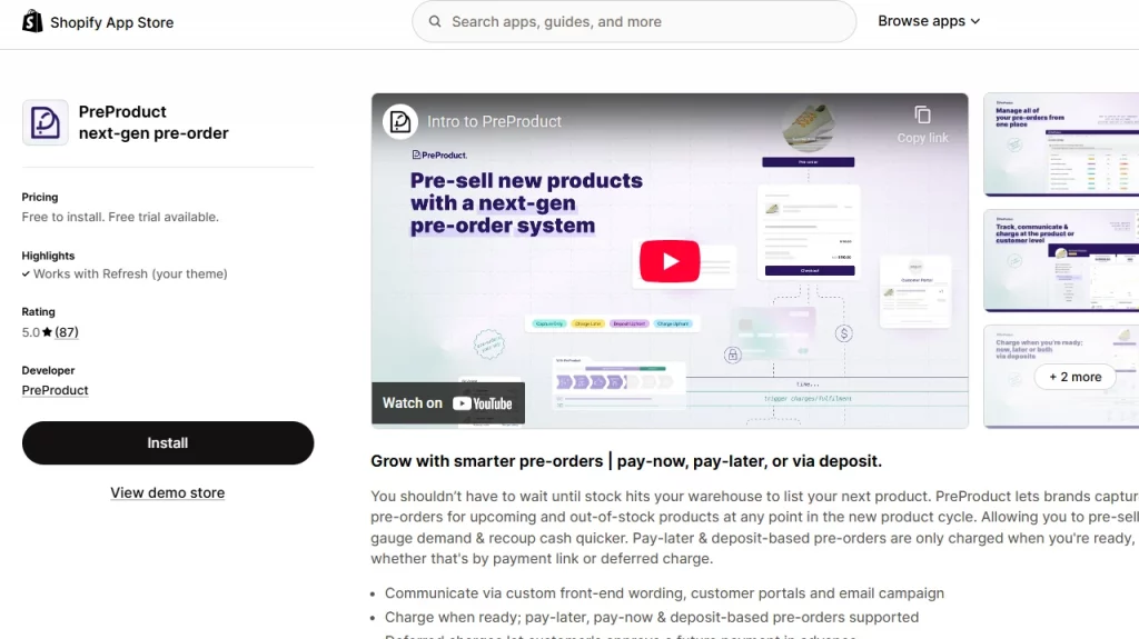 PreProduct, the Shopify pre-order app. 