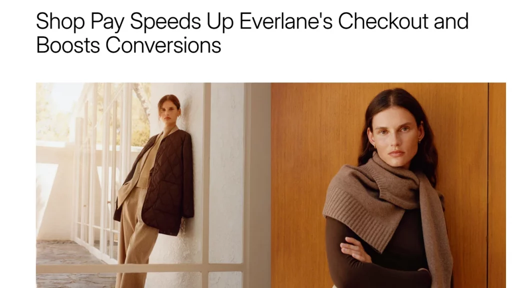 Everlane's case study of using Shop App. 