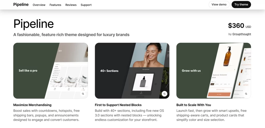 Shopify Pipeline Theme Pricing