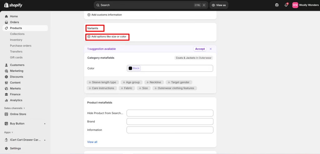 Enable options