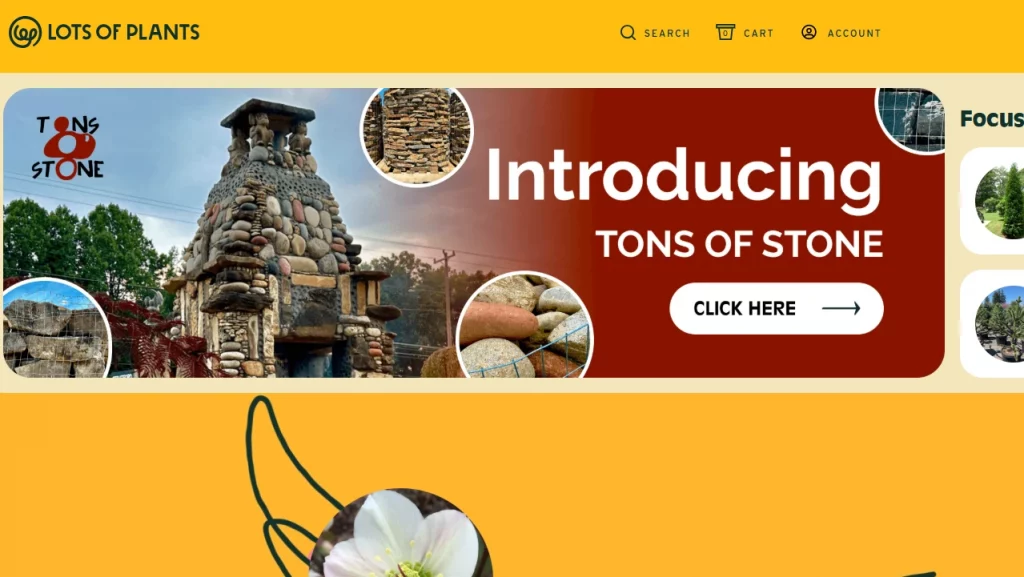Homepage of a Shopify store, Lots of Plants.