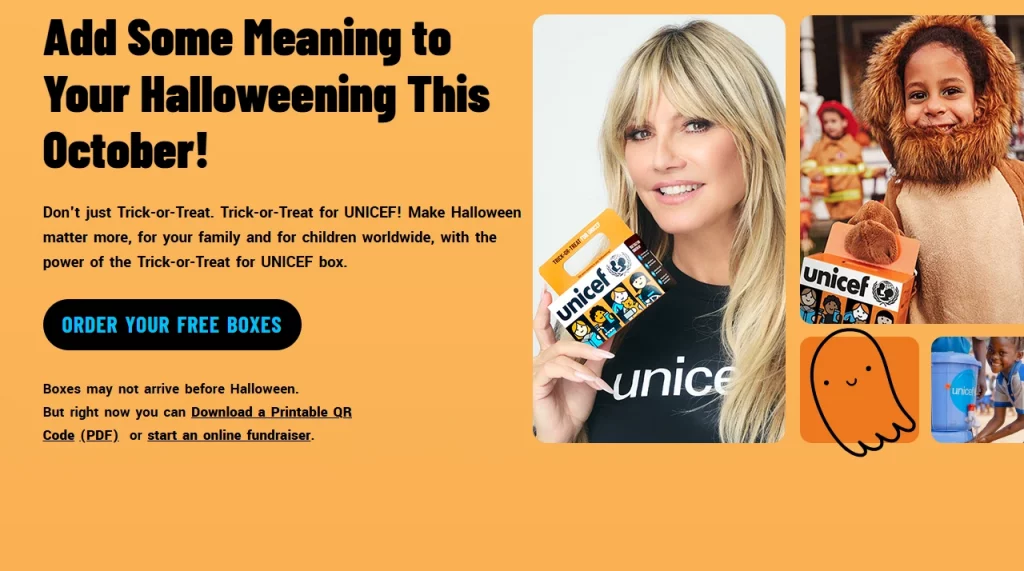 UNICEF - Orange Boxes for Halloween. 