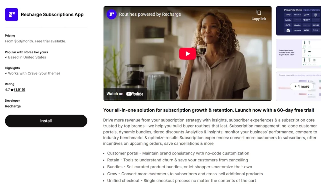 Recharge Subscriptions App for Shopify