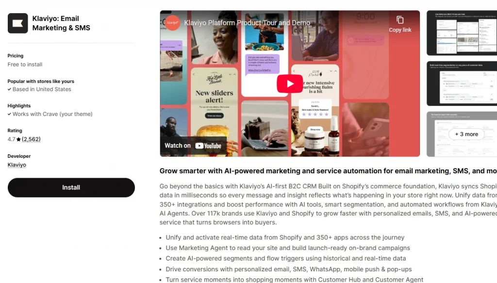 Klaviyo, the email marketing Shopify app