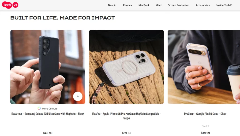 Tech 21's homepage Tech 21's homepage