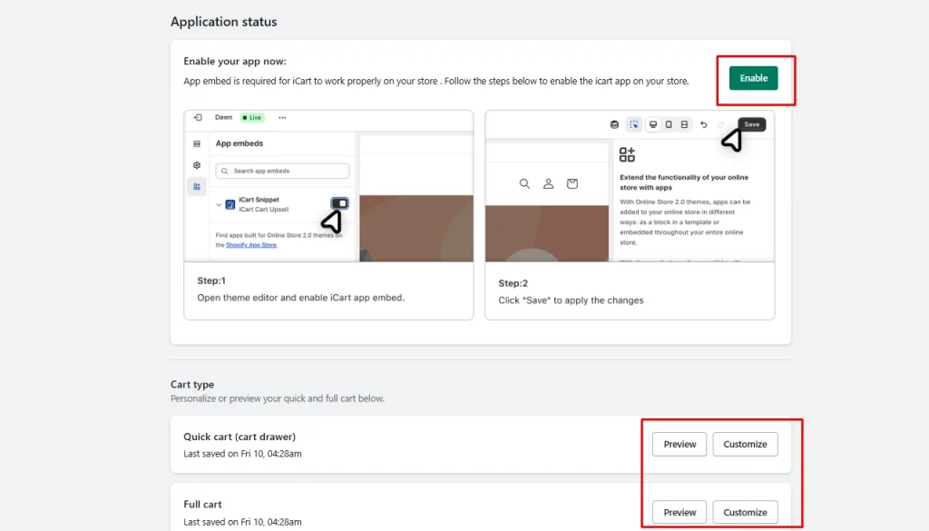 Multicart option in iCart