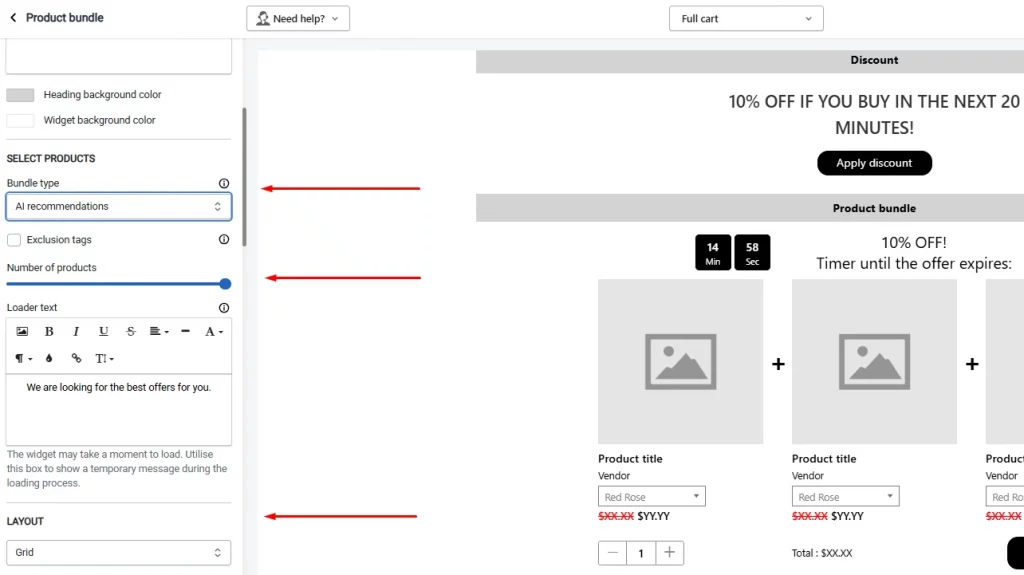 Bundle type options inside iCart