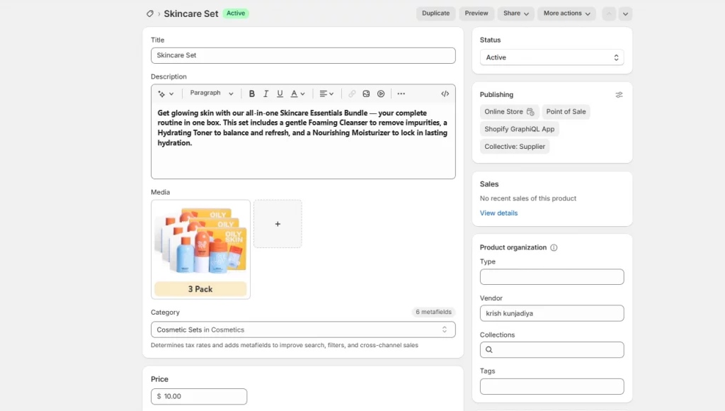 Adding the Shopify bundle as a product