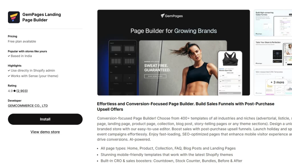 Gempages, Landing Page Builder
