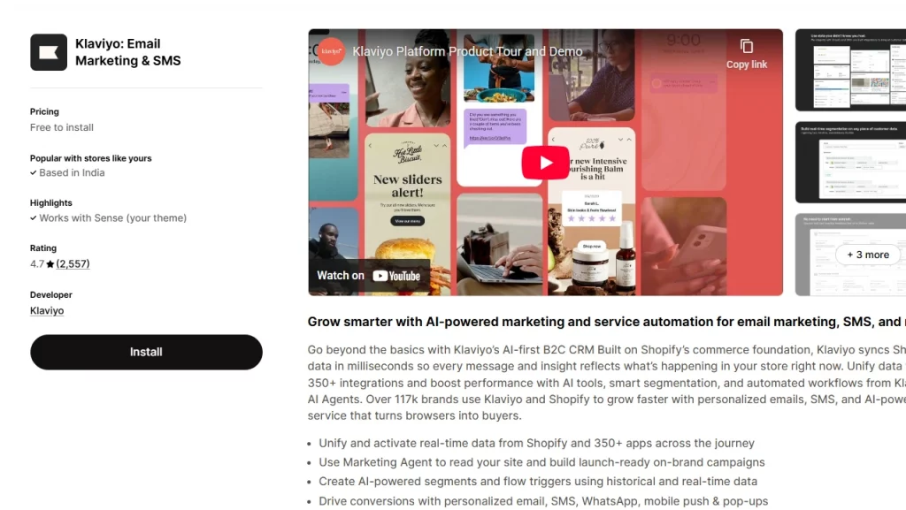 Klaviyo, Marketing Automation Shopify app