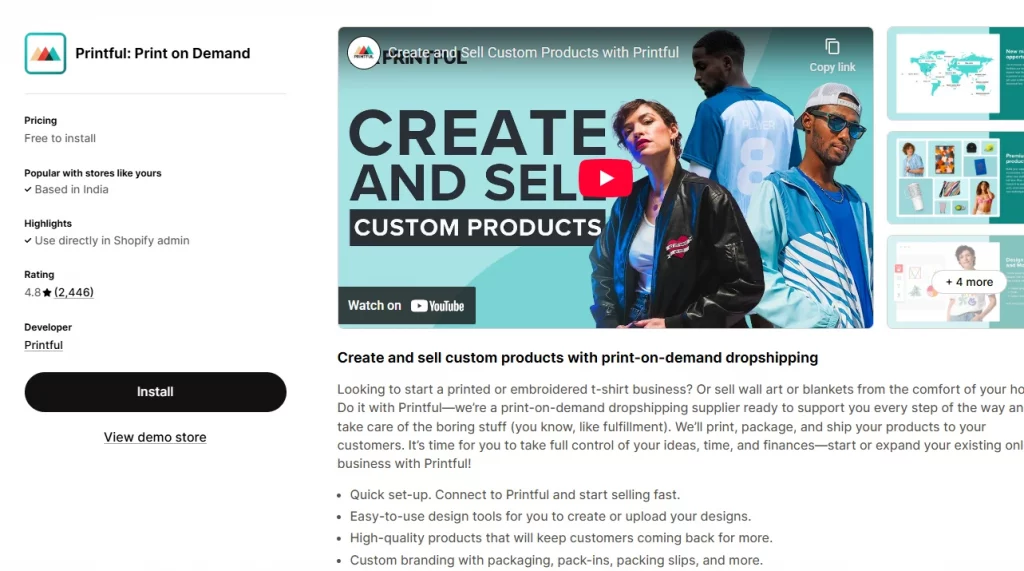 Printful, Shopify POD app