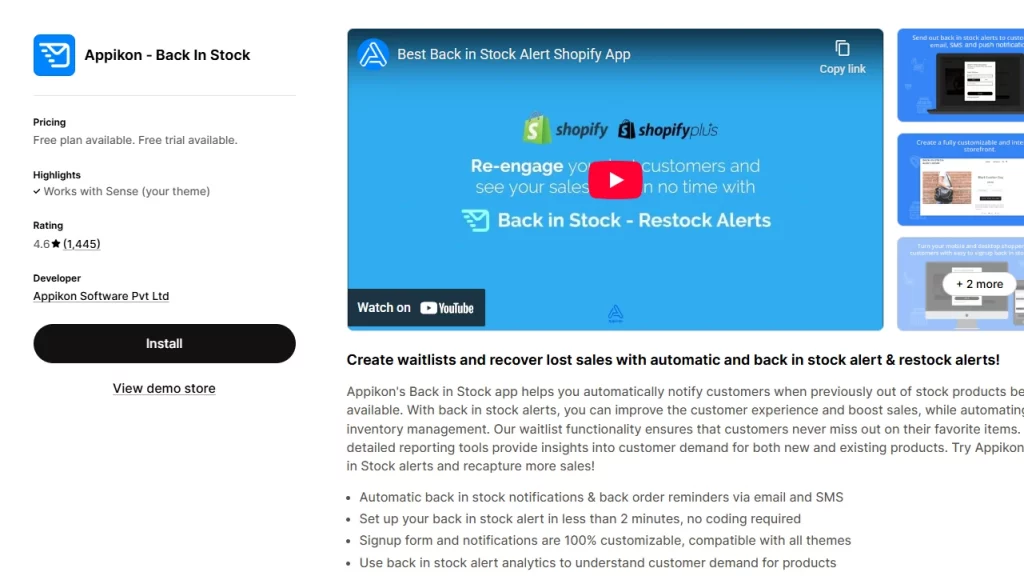 APPIKON, back in stock alert app