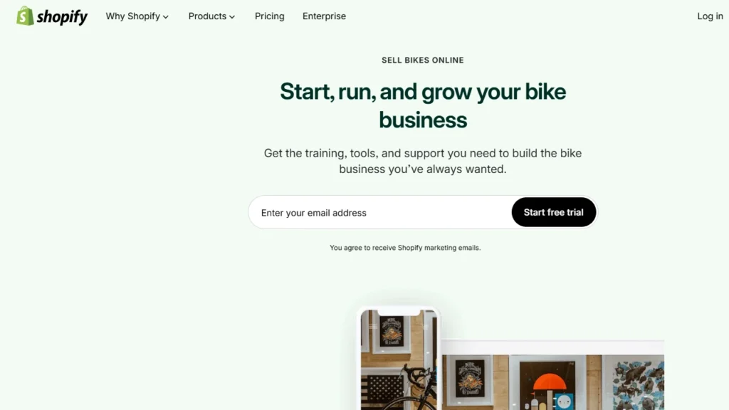 Start a bike store on Shopify Start a bike store on Shopify
