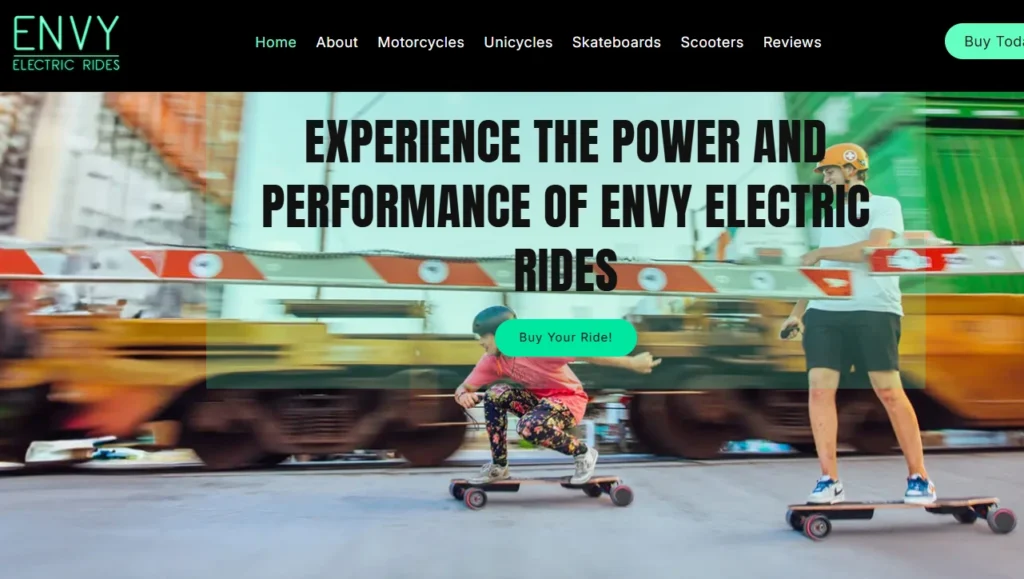 Homepage of the bike store Envy Electric Rides Homepage of the bike store Envy Electric Rides
