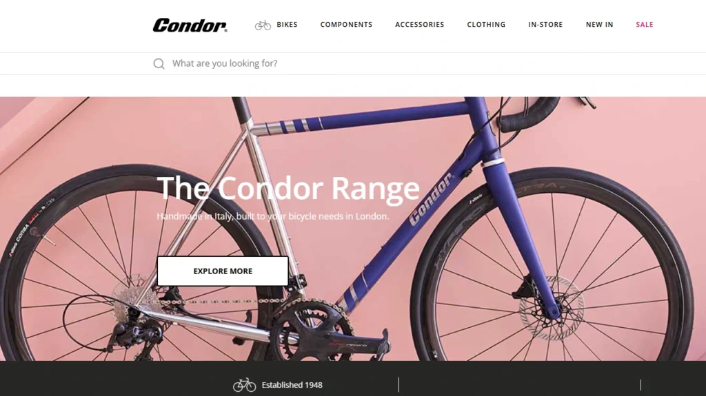 Homepage of bike store Condor Homepage of bike store Condor