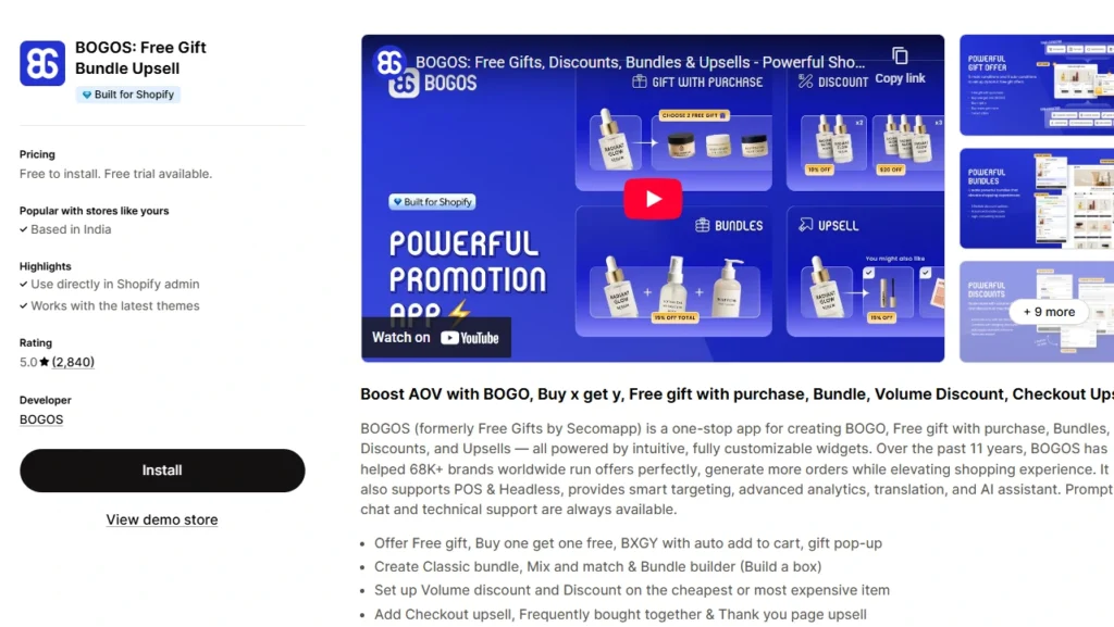 BOGOS Shopify app for product bundling
