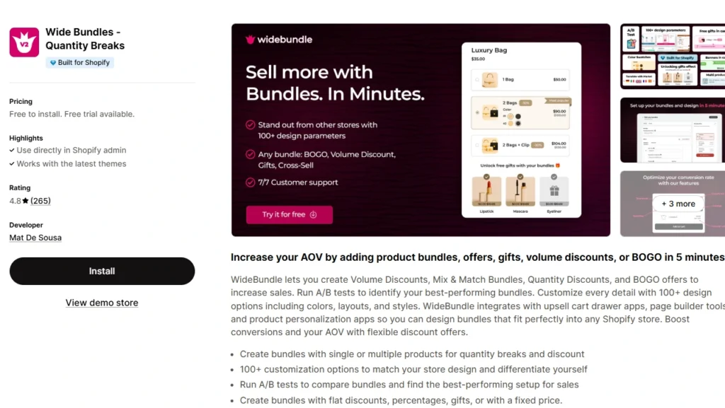 The product bundling app, Wide Bundles