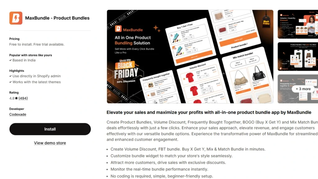 The product bundling app, MaxBundle