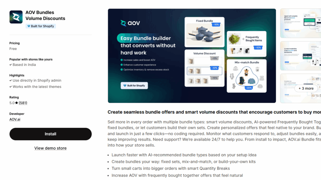 The product bundling app, AOV Bundles