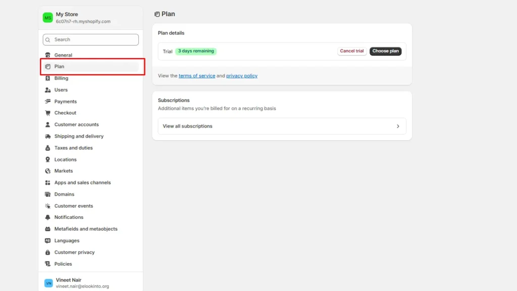 Plan option in Shopify Plan option in Shopify