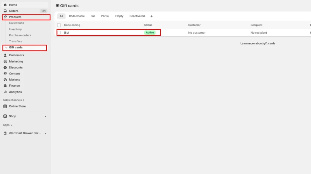 Gift card section in Shopify Gift card section in Shopify