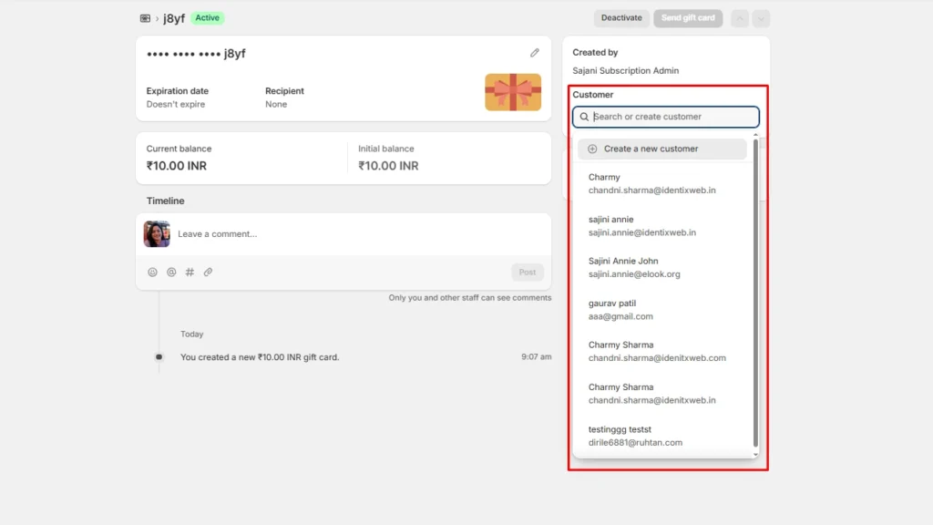 Add or remove customers in gift card settings. Add or remove customers in gift card settings.