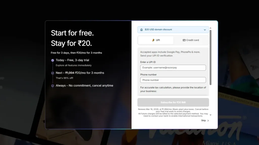 Skip payment details Skip payment details