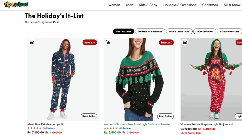 Homepage of Tipsy Elves