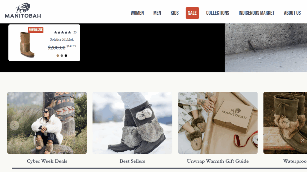 Homepage of Manitobah Homepage of Manitobah