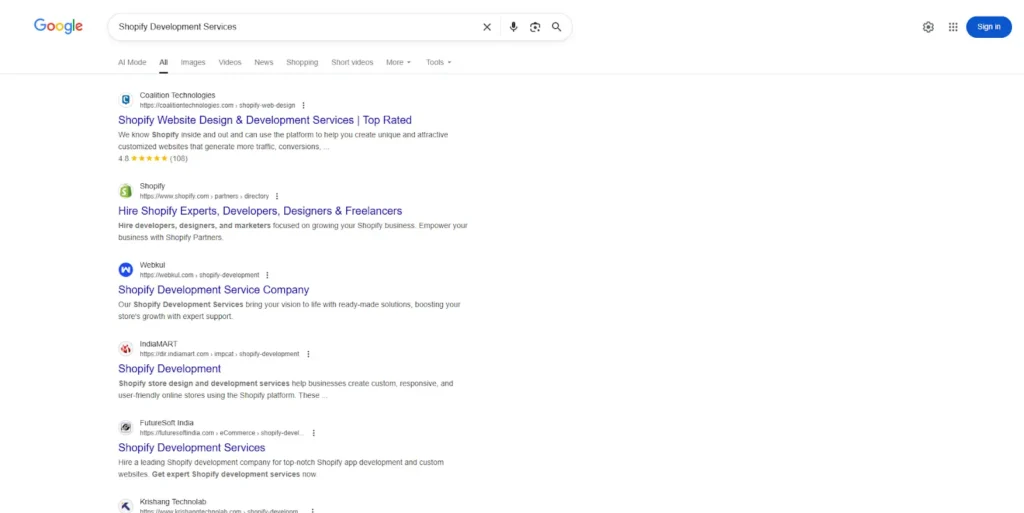 Finding Shopify experts through Google search Finding Shopify experts through Google search