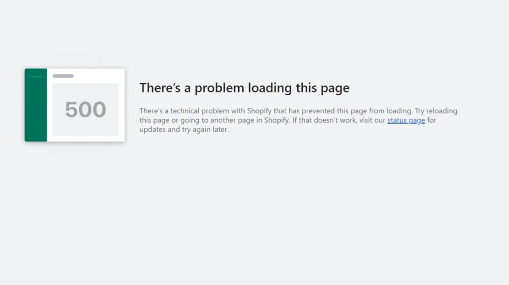 The Shopify 500 error page The Shopify 500 error page