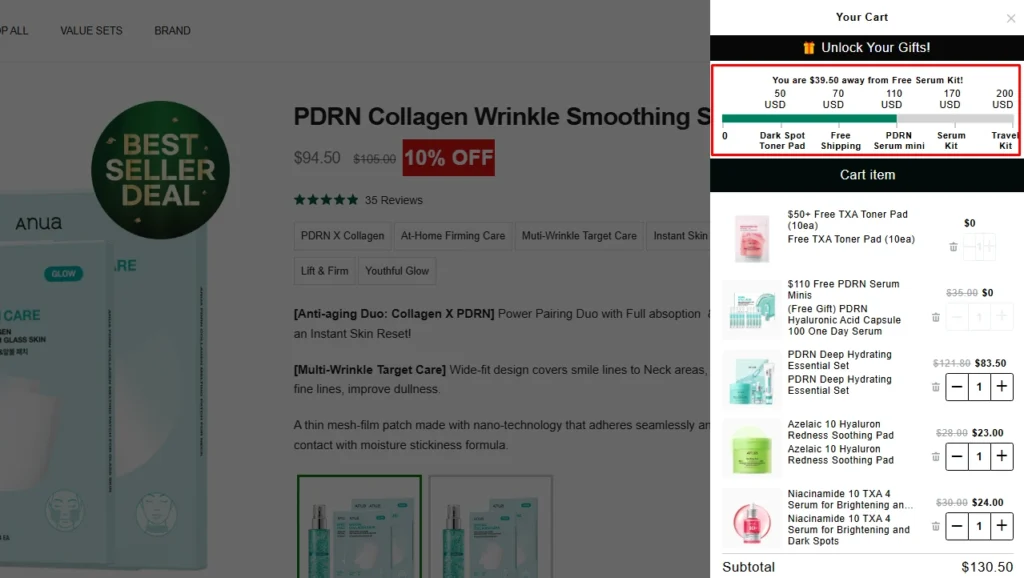 Anua is using iCart to set up discount tiers Anua is using iCart to set up discount tiers