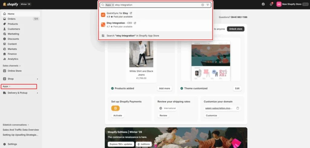search for Etsy integration apps