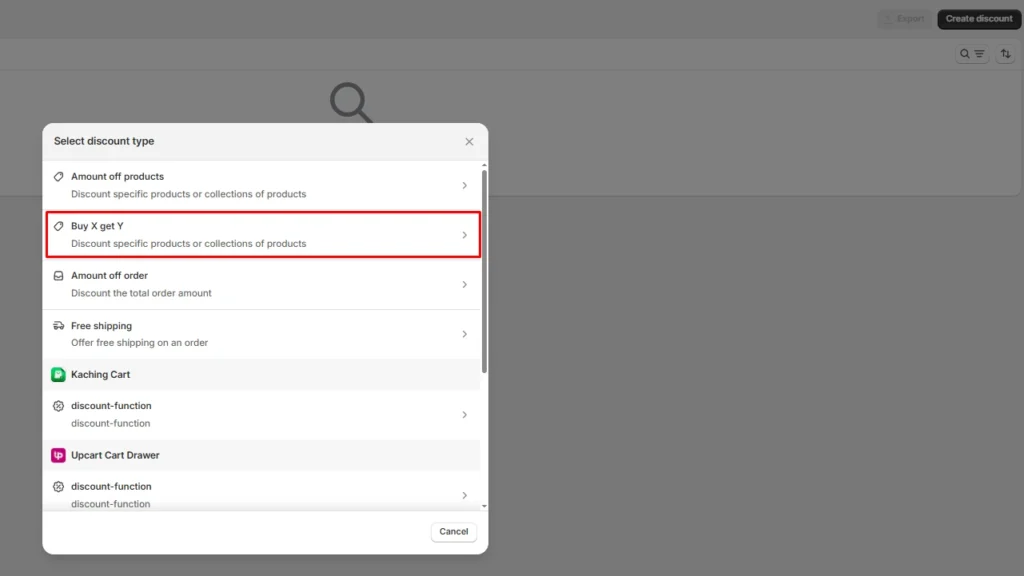 Click Buy X get Y from Discount type Click Buy X get Y from Discount type