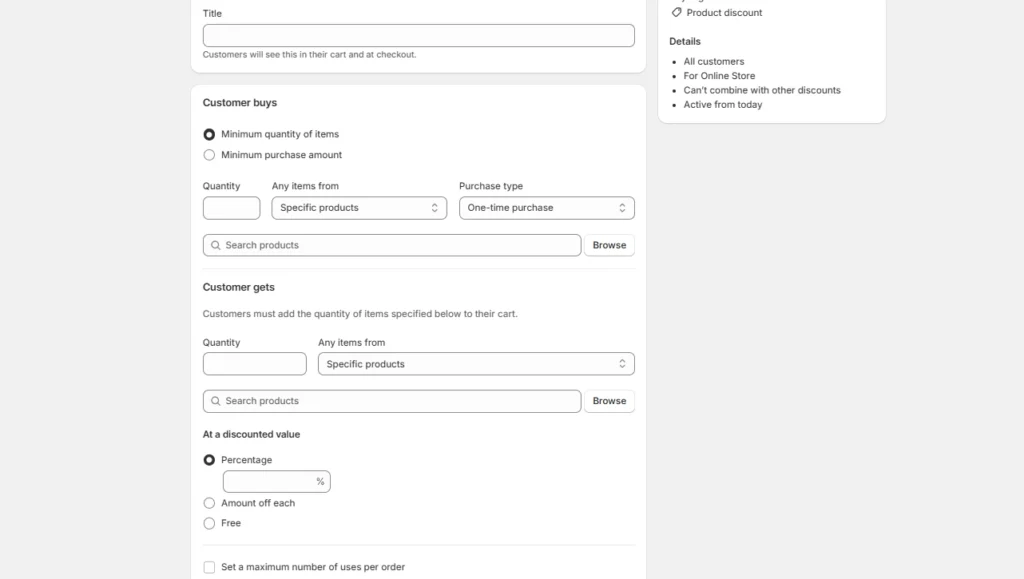 Create your discount by filling in the criteria Create your discount by filling in the criteria