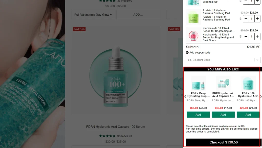 Anua, a Skincare store is using iCart Anua, a Skincare store is using iCart