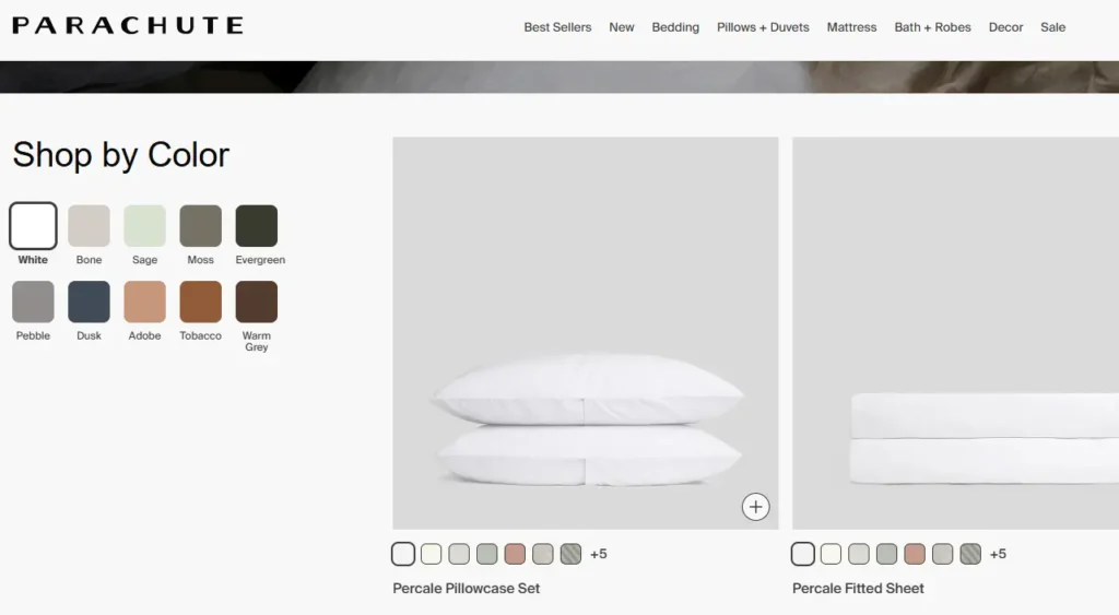 Parachute, one of the best examples of Shopify home decor stores Parachute, one of the best examples of Shopify home decor stores